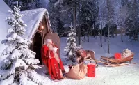 Puzzle Santa Claus with gifts