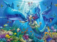 Puzzle Dolphin and mermaid