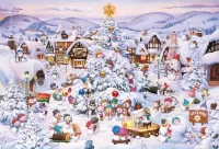 Jigsaw Puzzle Snowmen village 