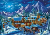Jigsaw Puzzle Village in the mountains