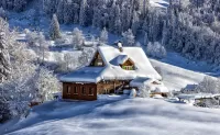Пазл Деревня зимой