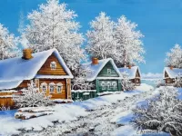 Jigsaw Puzzle Village in winter