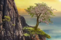 パズル Tree on the rock