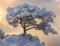 Пазл Дерево в снегу