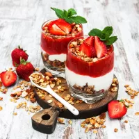 Puzzle Dessert with strawberries