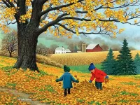 パズル Children and autumn