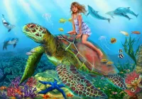 Jigsaw Puzzle Girl and turtle
