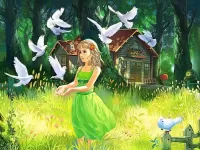 Jigsaw Puzzle Girl and doves