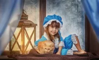 Пазл Девочка и кот