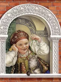 Jigsaw Puzzle Girl and kitten