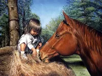 Пазл Девочка и лошадь