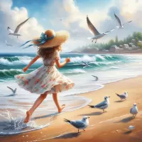 Jigsaw Puzzle Girl and sea