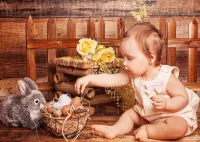 Jigsaw Puzzle Girl and Easter