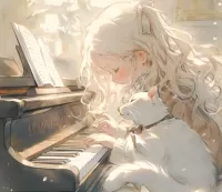 パズル Girl and piano