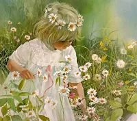 Jigsaw Puzzle Girl and daisies