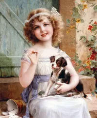 Rompecabezas Girl and puppy