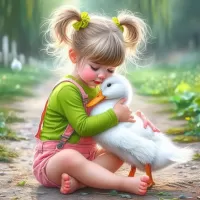 ジグソーパズル 少女とアヒル