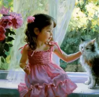 Слагалица Girl with a cat