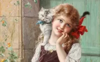 Rompicapo Girl with a kitten