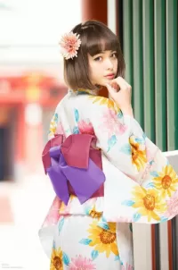 Quebra-cabeça Girl in a kimono