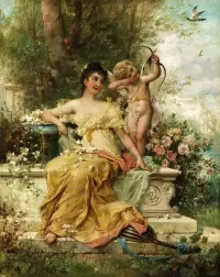 Rompecabezas Girl and Cupid