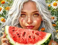 Пазл Girl and watermelon