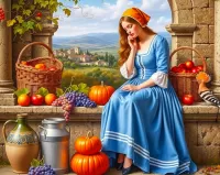 Пазл Девушка и фрукты 