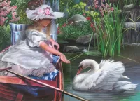 Quebra-cabeça The girl and Swan