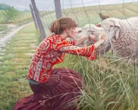 Jigsaw Puzzle Girl and sheep