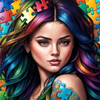 Jigsaw Puzzle Girl and puzzles
