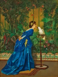 Rompecabezas Girl and parrot