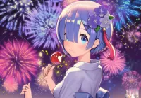 パズル Girl and fireworks