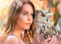 Puzzle girl and owl
