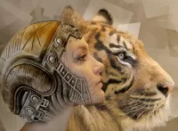 Quebra-cabeça Girl and tiger