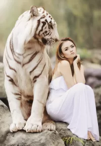Пазл Девушка и тигр