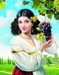 パズル Girl and grapes