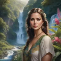 Quebra-cabeça Woman and waterfall