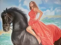 Rompecabezas Girl on a horse
