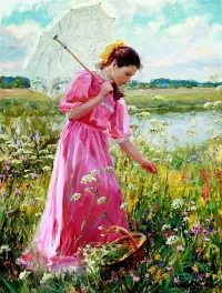 Rompecabezas The girl in the meadow