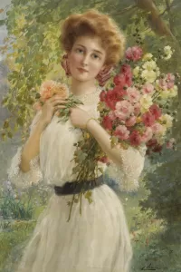 Quebra-cabeça Girl with a bouquet