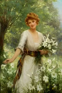 Jigsaw Puzzle Girl with lilies