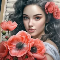Jigsaw Puzzle Girl with poppies