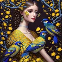 Zagadka girl with birds