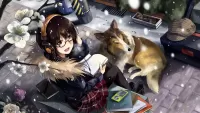 パズル girl with dog