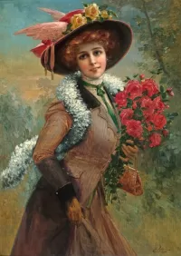 Пазл Девушка с цветами