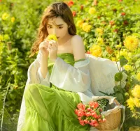 Jigsaw Puzzle girl with flowers