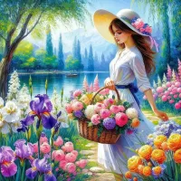 Jigsaw Puzzle Girl with flowers