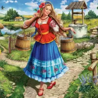 Jigsaw Puzzle girl with buckets