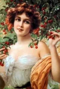 Пазл Девушка с вишнями