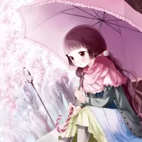 Пазл девушка с зонтом
